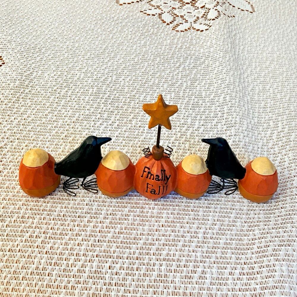Blossom Bucket B Lloyd Pumpkin & Crow Halloween Figurine “Finally Fall!”